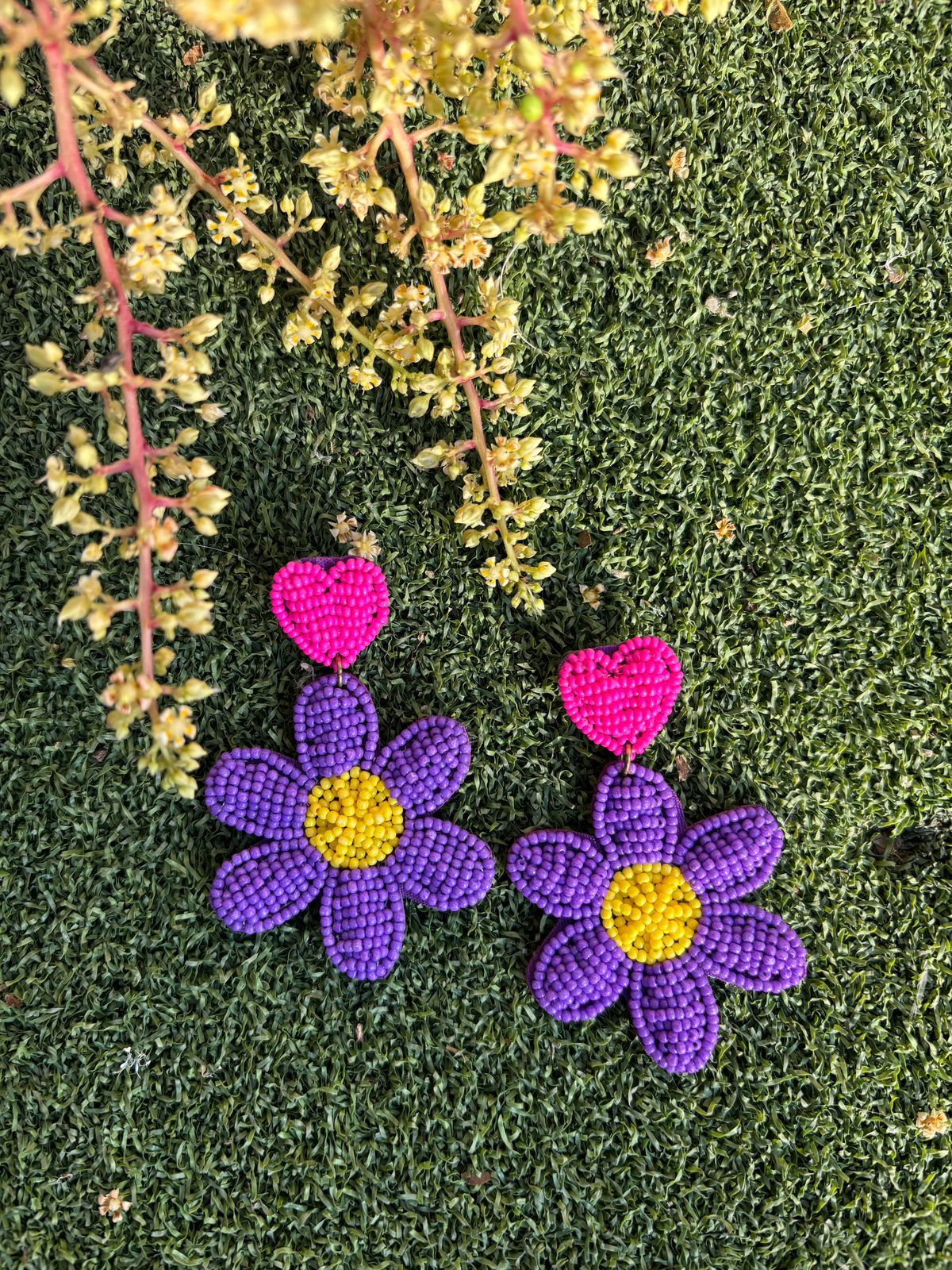 Heart Bloom Handmade Beaded Earrings
